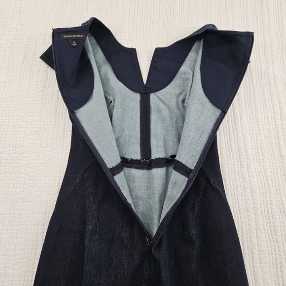 Banana Republic Angled Seam Pencil Dress Women's Sz 0 Short Sleeve Navy NWOT - Picture 14 of 16